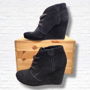 Dolce Vita "Gael" Black Suede 4" Wedge Heel Ankle Boots Size 9.5